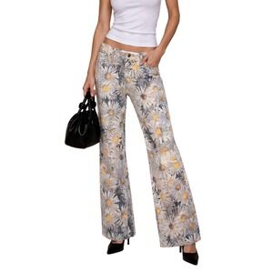 Just Cavalli Floral Print Jeans White Daisy Denim Pants Made in Italy Size 29